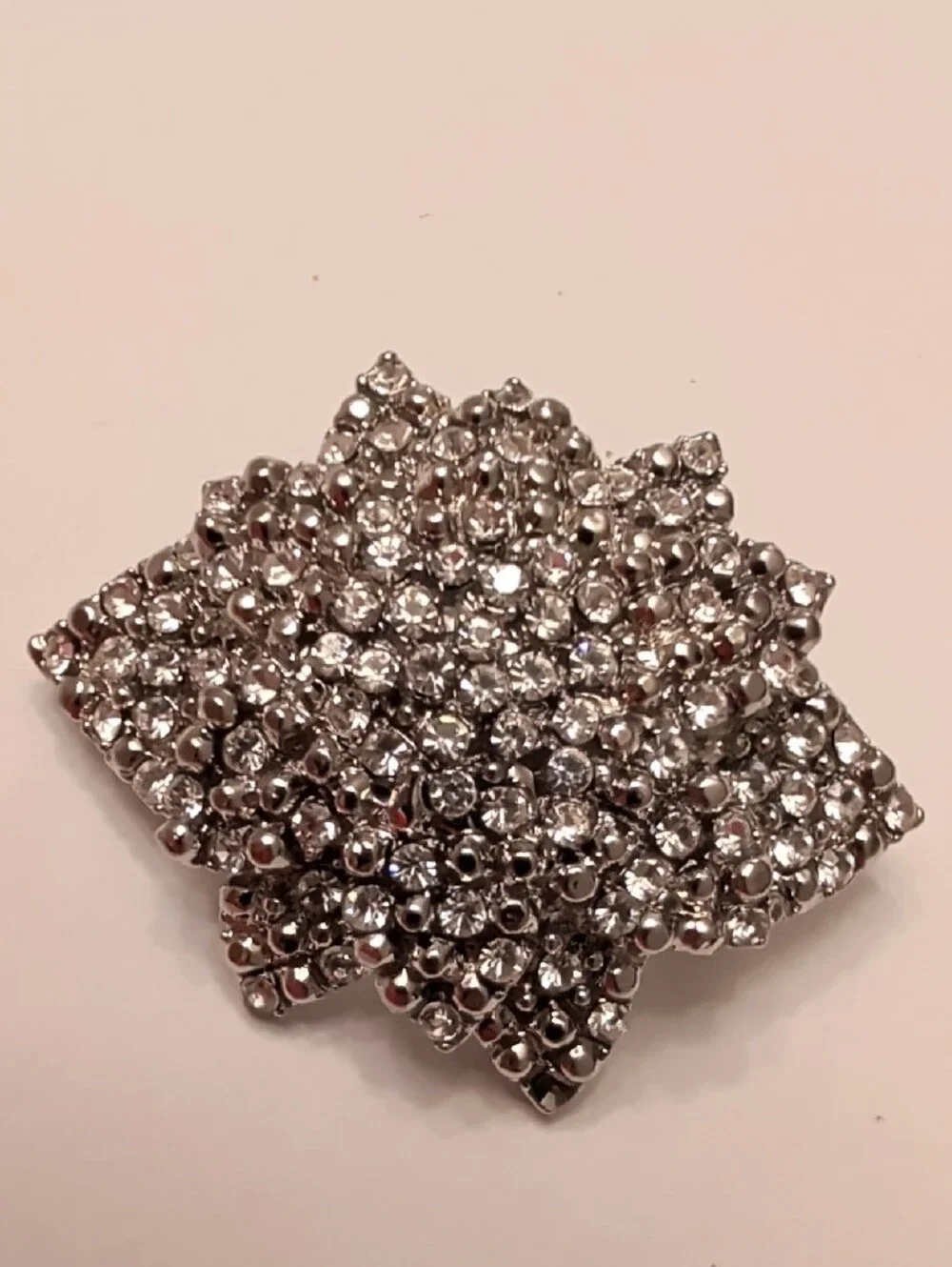 Crystal Cluster Brooch - Silver Tone
